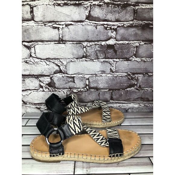 Frye & Co Kole White Black Asymmetrical Espadrilles Sandals Women Sz 8.5M US/39 - Picture 7 of 16